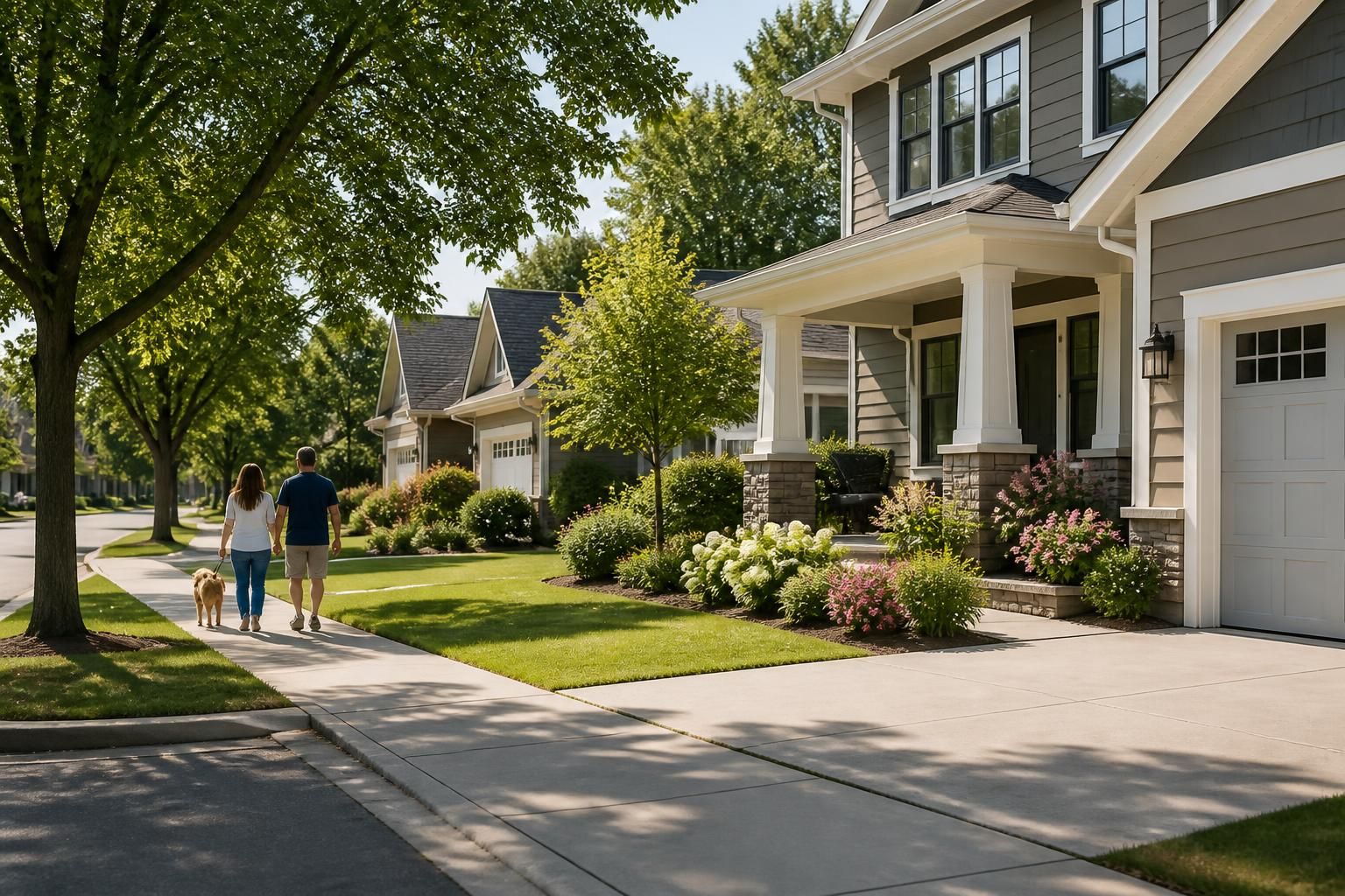 Spacious Bel Aire neighborhood with well-kept landscaping.